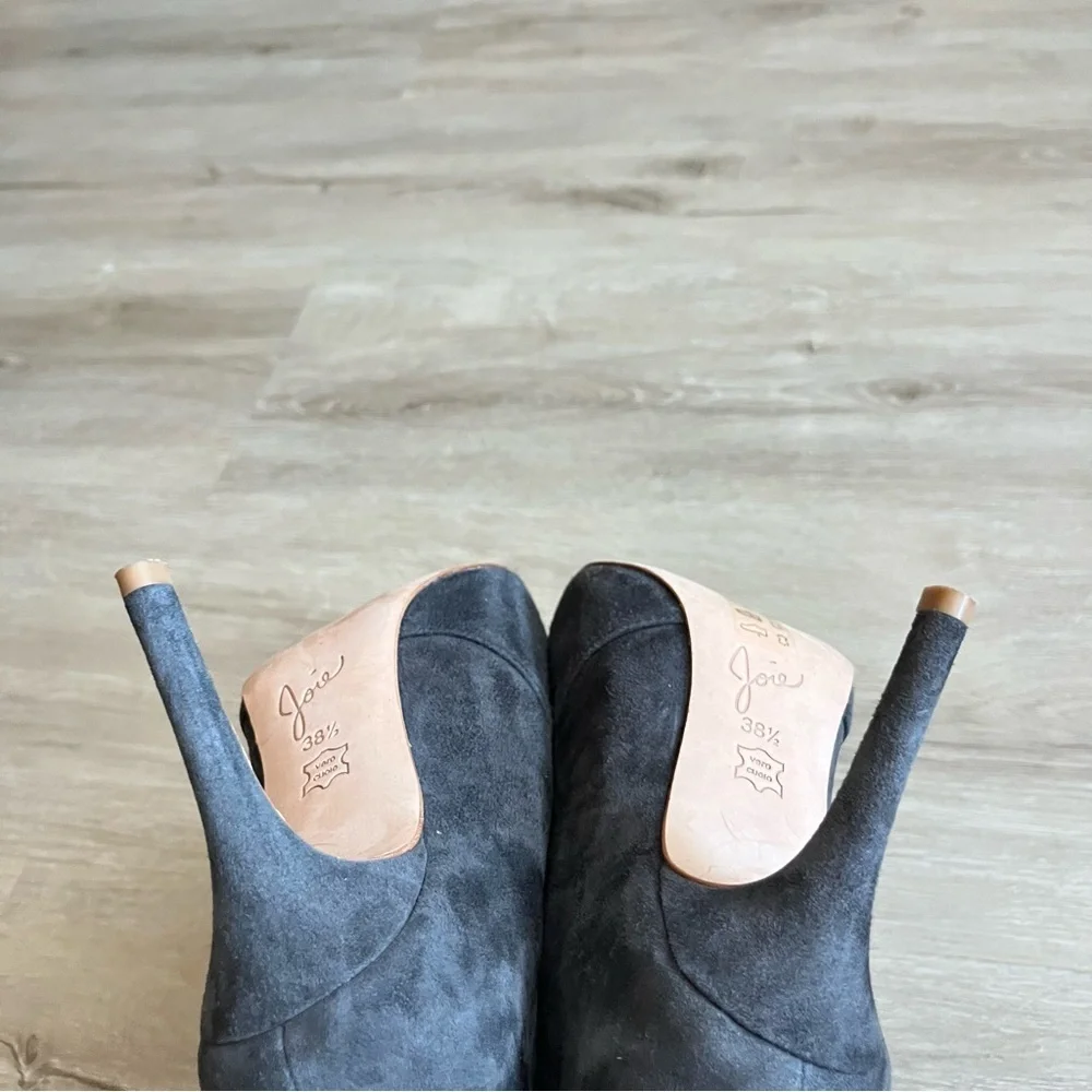 Joie Ciera Bootie Graphite Gray Suede Leather Womens size 38.5EU 8US